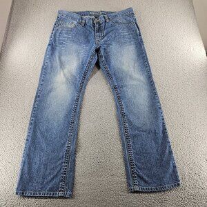 Request Jeans Mens 36x30 Blue Straight Leg Denim Distressed Premium